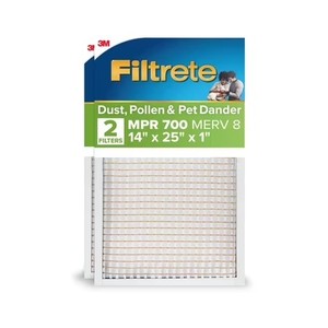 lot 321287 image: Filtrete 14x25x1 HVAC Furnace Air Filter, MPR 700 MERV 8, Dust, Pollen, and Pet Dander Reduction, 2 Pack