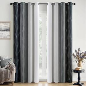 lot 321291 image: MIULEE Ombre 100% Blackout Curtains, Black and Greyish White Full Room Darkening Thermal Insulated 72 Inches Long Drapes for Bedroom & Living Room Grommet Window Treatments Modern 52Wx72L, Set of 2