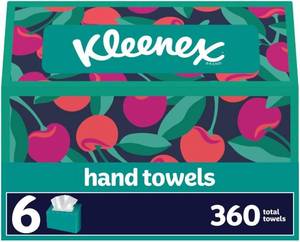 lot 321294 image: Kleenex Disposable Paper Hand Towels, 6 Boxes, 60 Tissues per Box (360 Total Tissues), Packaging May Vary