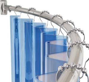 lot 321296 image: AmazerBath 20-84 Inches Arched Curved Shower Curtain Rod, Heavy Duty Shower Rod Rust Proof Bathroom Curtain Rod, Adjustable Telescoping Design Easy Segmented Installation, Need to Drill, Nickel
