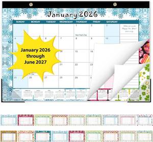 lot 321301 image: GuassLee Desk Calendar 2026-2027, Desktop Calendar Monthly Pages 17 x 11.5 Runs from Jan.2026 to Jun. 2027-18 Monthly Hanging Calendar with Corner Protectors for School, Home and Office