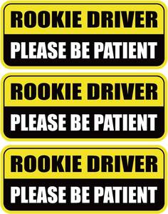 lot 321305 image: GEEKBEAR Rookie Driver Car Magnet (3 Pack) - Rectangular Shape, 8.7 x 3.6 inch (YellowBlack)