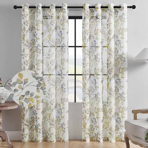 lot 421376 image: Floral Curtains 84 Inches Length Light Filtering Sheer Curtains for Living Room Printed Floral Curtains Transparent Grommet Drapes Window Treatments for Bedroom 2 Panels