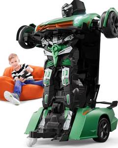 lot 421388 image: Veeniix V992 Transform Remote Control Car, 2-in-1 Transform Robot RC Cars,114 Scale,Robot Toy Car with Sound & Light,Gesture Sensing,Automatic Deformation,Gifts Toys for Boys and Girls 4-6(Green)