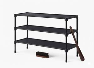 lot 421394 image: Shoe Rack Organizer 3-Tier   Stackable Black Metal Shoe Shelf for Closet, Entryway & Garage, Durable 3 Layer Shoe Storage Stand