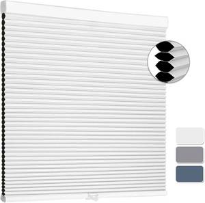lot 421405 image: Cellular Shades Cordless Blackout Blinds Honeycomb Window Shades for Bedroom, Blinds for Window and Door, Home and Office, White, 34 W x 72 H SUNFREE