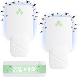 lot 9187180 image: Fly Trap Indoor, Fruit Fly Traps for Indoors, 2 Devices 12 Glue Cards