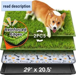 lot 121423 image: Hompet Dog Grass Pad with Tray Large, 29x20.5, 2 Reusable Artificial Turf for Dogs Potty, Waterproof Non-Slip Washable Pee Pads, Quickly Absorbency Portable Dog Litter Box for IndoorOutdoor Use