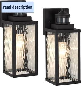 lot 321262 image: 2 Pack Motion Sensor Outdoor Wall Lights,Updated Dusk to Dawn Outdoor Lighting, Exterior Light Fixtures Wall Mount With Water-Rippled Glass,Waterproof Black Porch Light Outside Lights for House