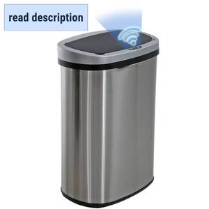 lot 421371 image: BestOffice  13 Gallon Trash Can with Lid  Automatic Touchless Garbage Can  Odor Control  Modern Oval Design  Easy to Clean  Stainless Steel  Fits Any Kitchen, Bathroom, Office or Home