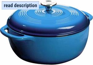 lot 421399 image: Lodge Essential Enamel Cast Iron Dutch Oven - Perfect for Bread Baking, Braising, Marinating & Slow Cooking - Features Moisture-Sealing Lid & Dual Handles - Kitchen Essentials - 6 Quarts - Caribbean Blue
