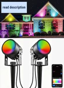 lot 421401 image: Ligency WiFi Smart Landscape Lights - Plug-in 12V Low Voltage Outdoor Spotlights with Alexa, 28.8ft Complete Kit, RGBW Dream Color, IP65 Waterproof LED Garden Lights for Yard, Tree, 2 Pack