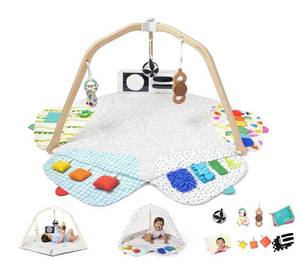 lot 291575 image: Retails for $150 LOVEVERY  The Play Gym  Award Winning For Baby , Stage-Based Developmental Activity Gym & Play Mat for Baby to Toddler