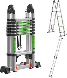 lot 361269 image: Retails for $269 Telescoping Ladder A Frame 19ft9.5ft Heavy Duty Aluminum Foldable Extension Ladders, Multi-Purpose Ladder for Home, Commercial, RV, Attic, Outdoor Use