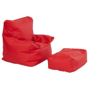 lot 391618 image: Retails for $125 FDP SoftScape Bean Bag Chair and Ottoman Set, Furniture for Kids, Perfect for Reading, Playing Video Games or Relaxing, Alternative Seating for Classrooms, Daycares, Libraries or Home - Red