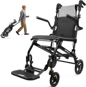lot 451930 image: Retails for $260 Wheelchairs for Adults,Utral-Lightweight(only 19.4lbs) Transport Chair, Foldable and PortableTravel Wheelchair with Telescopic Handle,Portable FoldingTransfer Wheelchairs for Seniors(Grey)