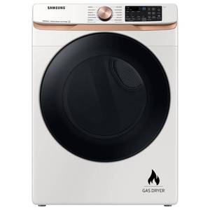 lot 11369 image: Samsung - 7.5 Cu. Ft. Stackable Smart Gas Dryer with Steam and Sensor Dry - Ivory