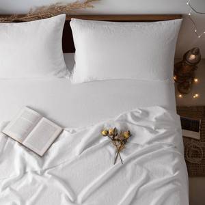lot 1346 image: LBRO2M 100% Pure Linen Sheet Set Deep Pocket Up to 16 Bed Sheets Sets, Natural Flax Beddings Soft, Breathable, Comfortable for All Seasons 4 Pcs Sheet Set King Size, White