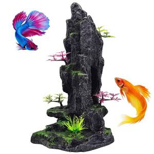 lot 1347 image: PEUILST Large Aquarium Decoration - Resin Rockery Landscape Castle Decoration Fighting Fish Hiding Cave Fish Tank Ornaments Accessories - Height 14.3 inches (Purple)