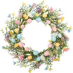 lot 1350 image: VGIA 18 inch Easter Wreath Artificial Easter Egg Wreath for Front Door Easter Door Wreath Spring Wreath with Pastel Eggs and Mixed Twigs for Easter Decorations