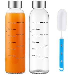lot 1354 image: weasland Glass Juice Bottles with Lids Set of 2, 17 oz Reusable Glass Water Bottles with Stainless Steel Caps, BPA Free,Leak Proof,Dishwasher Safe,for Refrigerator, Juicing, Iced Coffee, Cold Brew