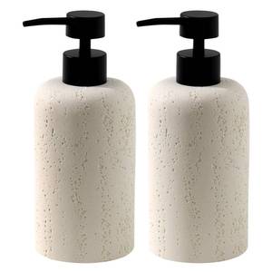lot 1357 image: Haocoott Soap Dispensers 400mL 13.5 OZ, 2 PCS Luxurious Hand Dish Lotion Shampoo Soap Dispenser Jar, Travertine Soap Pump Bottles for Kitchen Bathroom Countertop (Cream)