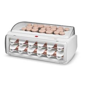 lot 1361 image: INFINITI PRO CONAIR Ceramic Flocked Hot Rollers for Women, 20 Assorted Hair Curlers with Clips, 85-Second Heat-Up, For Long, Medium, and All Hair, White