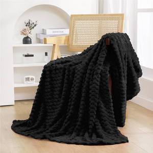lot 1363 image: Puncuntex Black Throw Blanket 50�60 inches Fuzzy 3D Jacquard Decorative Flannel Fleece Super Soft Plush Cozy Blanket for Couch Sofa Chair Lightweight