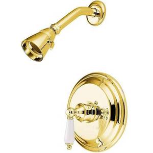 lot 1369 image: Kingston Brass KB3632PLSO Restoration Single-Handle Pressure Balanced Shower Faucet in Polished Brass