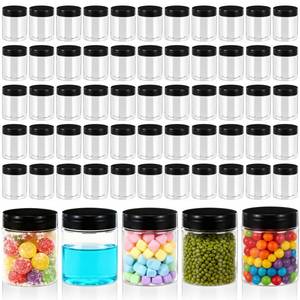 lot 1376 image: Hpmjz 60 Pack Plastic Containers with Lids, Travel Size Slime Jars Clear Leak-Proof Storage Container Round Cosmetic Sealed Jar for Makeup Candy Lotion Cream Body Butter Eye Shadow Samples