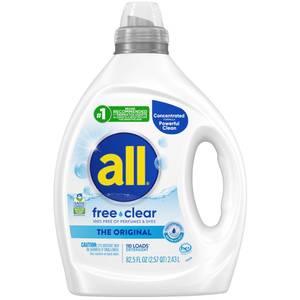 lot 2008 image: all free clear, Original, Liquid Laundry Detergent for Sensitive Skin, Unscented and Hypoallergenic, Concentrated, 82.5oz, 110 Loads
