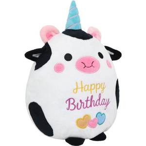 lot 2009 image: CAIYUEGG Cow Plush Toy 10 Inch Cute Cow Birthday Stuffed Animal Soft Cow Plushies Pillow Wear Unicorn Birthday Hat Kawaii Cartoon Doll Gifts for Kid Toddlers Home Room Decoration