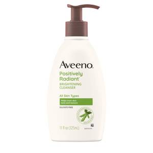 lot 2015 image: Aveeno Positively Radiant Brightening Facial Cleanser with Moisture Rich Soy Extract, Helps Even Skin Tone & Texture While Gently Lifting Away Dirt, Oil & Makeup, Sulfate-Free, 11 fl. oz