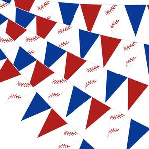 lot 2020 image: Faccito 5 Pack Baseball Banners Party Decorations Sports Championship Pennants Hanging Decor Themed Triangle Flags Athletics Game Garland for Birthday Party Supplies (Red,Blue,White)