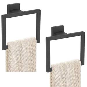 lot 2030 image: JOPOFI 2-Piece Towel Ring - Thicken SUS 304 Stainless Steel Towel Holder, Towel Racks for Bathroom, Square Modern Design Hand Towel Holder, Contemporary Hand Towel Bar - Matte Black