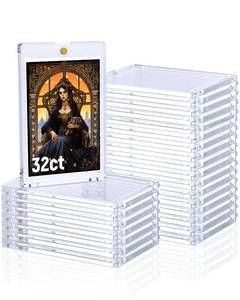lot 2033 image: Lzerking 32ct 35pt Magnetic Card Holder - One Touch Card Storage for Trading Cards, Sports & Baseball Cards  Durable & Crystal Clear Protection