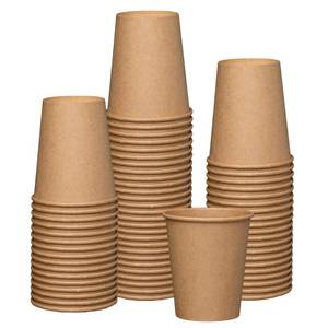 lot 2039 image: GUSTO 100 Count Kraft Disposable Paper Cups, Hot Coffee Cups Brown Unbleached - Eco-Friendly Cups (8 oz. - Kraft)
