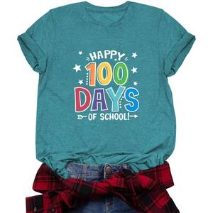 lot 2042 image: Binval Happy 100 Days of School Shirt Women Teacher Cute 100th Days Shirts size 2 XL black knob blue