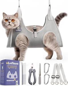 lot 2050 image: Loflaze Dog Grooming Hammock Harness for Dogs & Cats with Pet Nail Clipper Trimmer - Cat Hanger Sling for Trimming Clipping Nails- Dog Hammock Restraint Bag for Small Medium Large pet �� Grey XS��