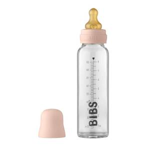 lot 2059 image: BIBS Baby Glass Bottle Complete Set 225 ml  BPA Free Natural Rubber  Made in Denmark  Blush