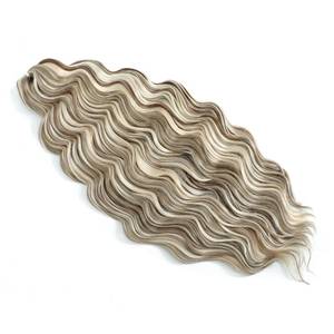 lot 2076 image: 300g Curly Braiding Hair Beige Blonde mix Lvory Blonde Highlights Ocean Wave Crochet Hair Long Synthetic Loose Deep Wavy Twist Hair for Boho Braids