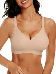 lot 2088 image: COCOMARTS Jelly Bras for Women No Underwire Seamless Push Up Scalloped Tshirt Bralettes Comfortable Wireless Everyday Bra Nude Large