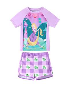 lot 2096 image: Disney Rapunzel Bathing Suit Girls Two Piece UPF 50 Protection Quick-Dry Short Sleeve Swim Sets Rashguard Swimwear Purple,6-7 Years