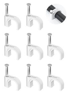 lot 2103 image: Jadaol Cable Clips 100Pcs 8mm Nail in Clips for Round Ethernet Cables Wall Clips Cable Tacks Electrical Wire TV Cable Speaker Wire Coax Clips Cable Nails for Cords Cat5Cat5eCat6Cat7 RJ45 Cord Clips