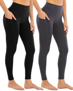 lot 2104 image: YEZII Fleece Lined Leggings with Pockets for Women,High Waisted Winter Yoga Pants BlackDark Gray-S