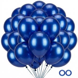 lot 2441 image: 50-Pack Chrome Metallic Blue Balloons - 12�� Double-Stuffed Royal Blue Latex Balloons for Weddings, Class of 2025 Graduations, Baby Showers Party Decorations(Includes 2 Ribbons)