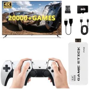 lot 2446 image: Wireless Retro Game Console Stick,20000 Classic Games, 4K HDMI Output Plug & Play Video Game Stick with Dual 2.4G Wireless Controllers, Support 64GB TF Card (White)