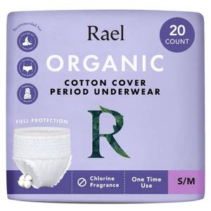 lot 2457 image: Rael Disposable Underwear for Women, Organic Cotton Cover - Postpartum Essentials, Leak Locker, Unscented, Maximum Coverage (Size S-M, 20 Count)