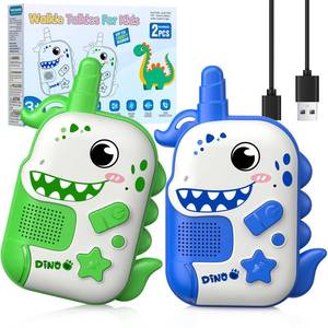 lot 2466 image: Rechargeable Walkie Talkies Toys for Boys Dinosaur Toys Walkie Talkies for Kids 2 Pack Easter Birthday Gifts for 3 4 5-7 Year Old Boys Toy Age 4-5 6-8 Years Old 2 Way Radio Basket Stuffers