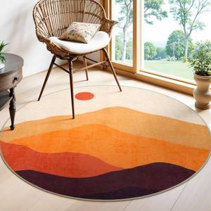 lot 2486 image: Sungea Sunset Round Rug 4ft, Orange Round Bathroom Rug Non Slip Washable Circle Rug for Entryway, Soft Circular Bedroom Rugs Abstract Throw Carpet for Living Room Dining Room